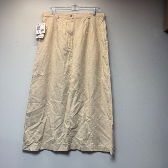 Liz Claiborne Dresses & Skirts - Liz Claiborne Lizsport Maxi Skirt Womens 16 Java Beige NWT Linen Blend 24741110